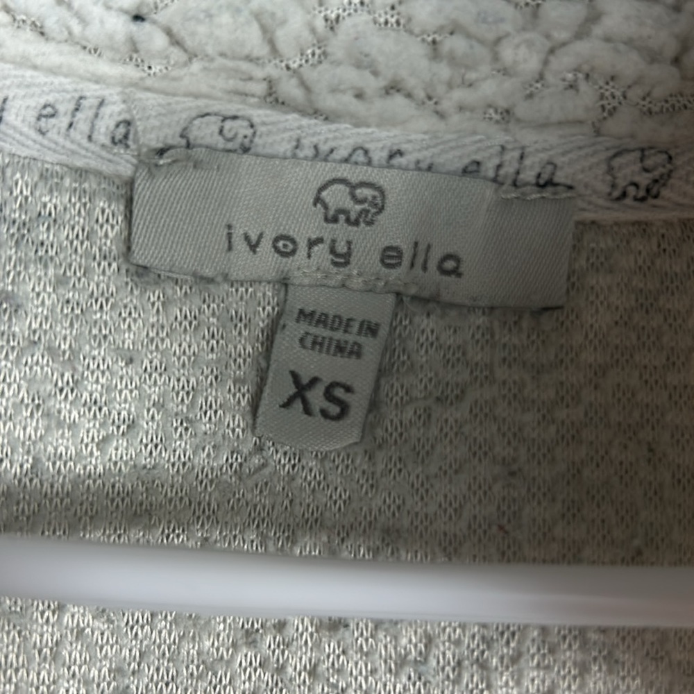 Ivory Ella Cream Sherpa Fleece Zipper Pull Over Sweater - Picture 5 of 7